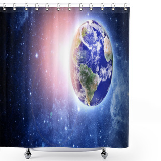 Personality  Blue Planet In Beautiful Space Shower Curtains
