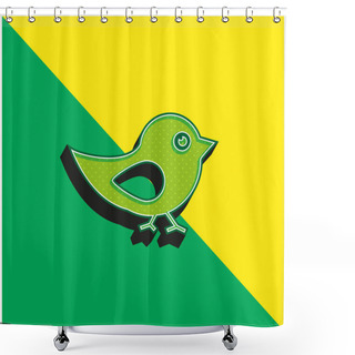 Personality  Bird Of Black And White Feathers Green And Yellow Modern 3d Vector Icon Logo Shower Curtains