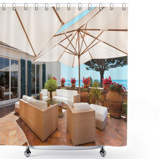 Personality  Beautiful Terrace With Sea View Shower Curtains