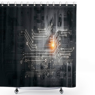 Personality  Black Circuit Board Background Of Computer Motherboard Shower Curtains