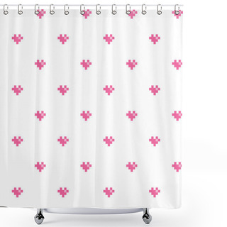 Personality  Pixel Pattern With Tiny Hearts Shower Curtains