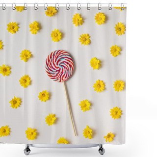 Personality  Colorful Lollipop And Yellow Flowers Shower Curtains