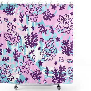 Personality  Bright Underwater Pattern With Corals Shower Curtains