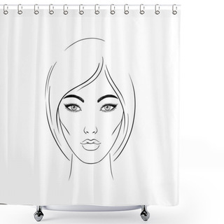 Personality  Asian Woman Sketch On White Background.Hand Drawn Illustration. Shower Curtains