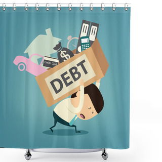 Personality  Cartoon Businessman Shoulder Debt Box Shower Curtains