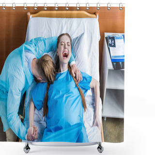 Personality  Pregnant Woman Giving Birth Shower Curtains