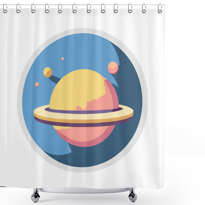 Personality  Planet Saturn Flat Icon. Vector Illustration Of The Planet Saturn In Flat Style. Shower Curtains