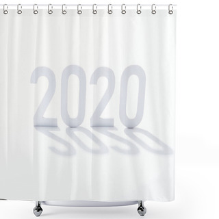 Personality  Paper 2020 Numbers With Shadow On White Background Shower Curtains