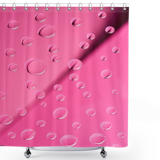 Personality  Close-up View Of Transparent Clean Dew Drops On Pink Background        Shower Curtains