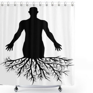 Personality  Man's Silhouette With Roots Shower Curtains