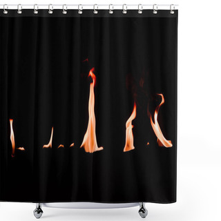 Personality  Close Up View Of Small Burning Orange Fire On Black Backdrop Shower Curtains