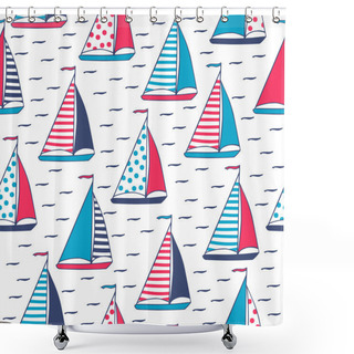 Personality  Vector Pattern Of Marine Sails. Shower Curtains