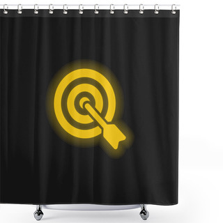 Personality  Arrow On Target Yellow Glowing Neon Icon Shower Curtains