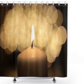 Personality   Flame White Round Candle Burns Background Fire Shower Curtains