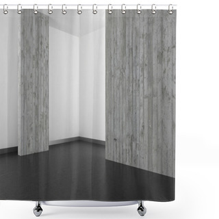 Personality  Empty Modern Bathroom With Concrete Wall And Dark Floor  Shower Curtains