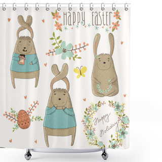 Personality  Easter Set Holiday Elements, Bunny Shower Curtains