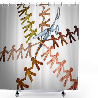 Personality  Cultural Divide And Social Discrimination As A Racism Concept Or Community Diversity Conflict Symbol As Racist Policy Separating And Dividing A Diverse Society With 3D Illustration Elements. Shower Curtains