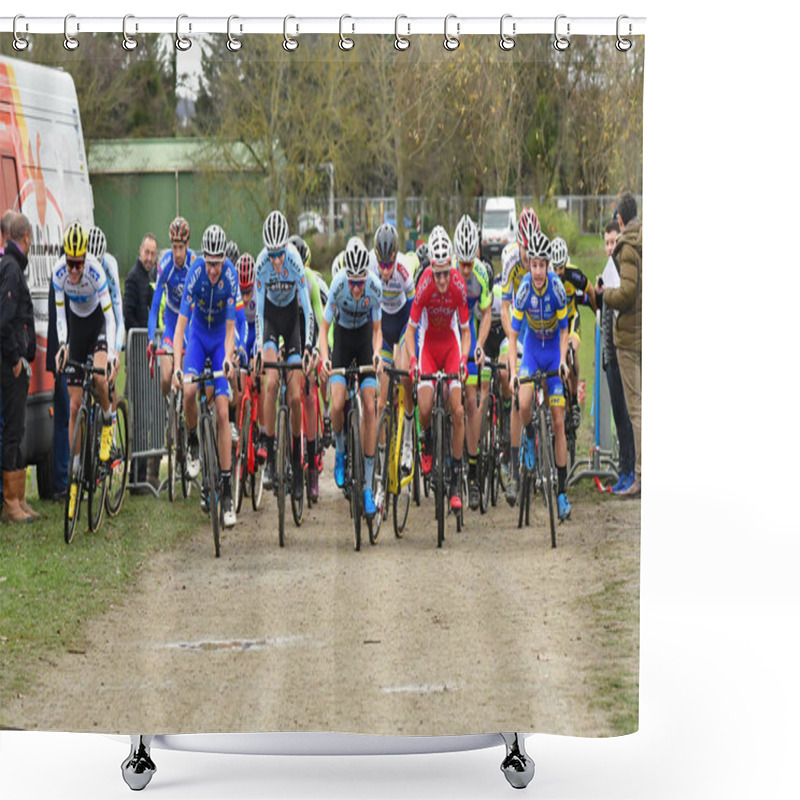 Personality  Verneuil Sur Seine, France - December 2 2018 : Cyclo Cross, Cup Of Ile De France Shower Curtains