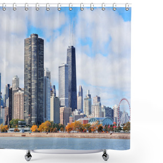 Personality  Chicago City Urban Skyline Shower Curtains