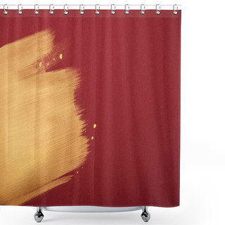 Personality  Artistic Burgundy Wallpaper With Golden Brushstroke And Copy Space Shower Curtains