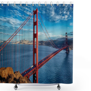 Personality  Panoramic View Of Famous Golden Gate Bridge In San Francisco, California, USA Shower Curtains