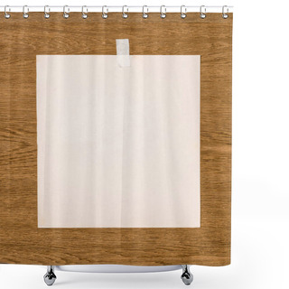 Personality  Top View Of Blank White Paper On Wooden Table Shower Curtains