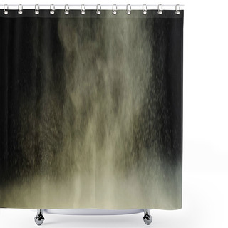 Personality  Yellow Powder Splashing On Black Background With Copy Space Shower Curtains