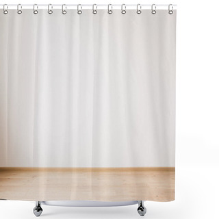 Personality  Grey Empty Wall And Wooden Beige Floor Shower Curtains