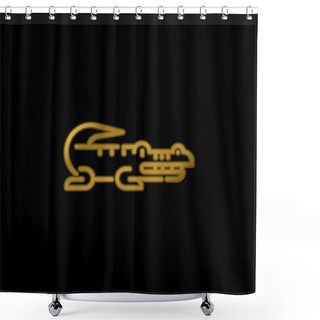 Personality  Alligator Gold Plated Metalic Icon Or Logo Vector Shower Curtains