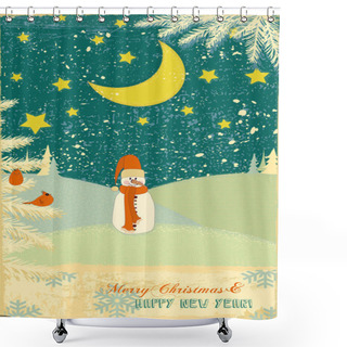 Personality  Winter Holidays Greeting Card Shower Curtains