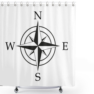 Personality  Black Wind Rose Isolated On White Shower Curtains