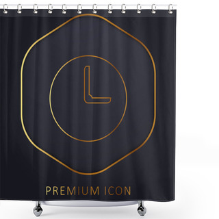 Personality  Black Wall Clock Golden Line Premium Logo Or Icon Shower Curtains
