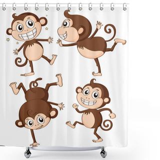 Personality  Four Monkeys Shower Curtains