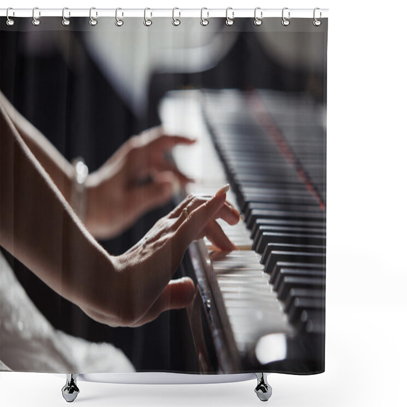 Personality  Playing Piano Shower Curtains
