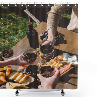 Personality  People Clinking Glasses Of Wine Shower Curtains