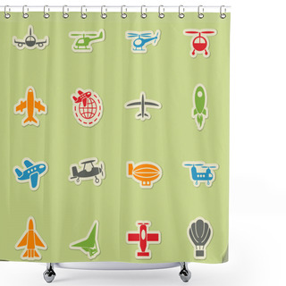 Personality  Air Transport Icon Set Shower Curtains