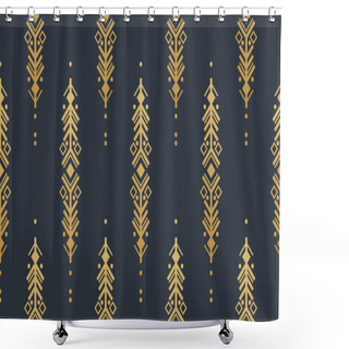 Personality  Navajo Gold Elements Seamless Patterns And Abstract Aztec Elements Shower Curtains