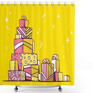 Personality  Large Pile Of Gifts Shower Curtains
