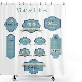 Personality  Vector Set Of Vintage Labels Shower Curtains