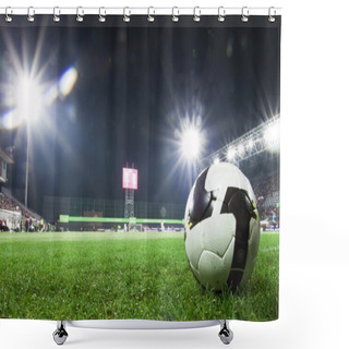 Personality  Soccer Ball In Stadium At Night Shower Curtains