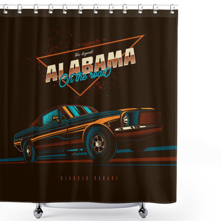 Personality  Vin_car_retro_04_2 Shower Curtains