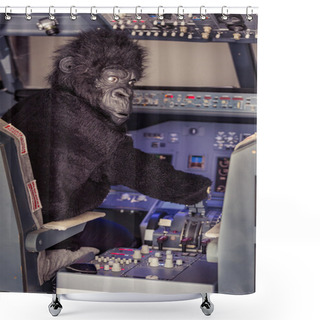 Personality  Gorilla Piloting An Airplane Shower Curtains