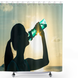 Personality  Woman Drinking Water Shower Curtains