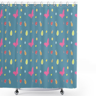 Personality  Colored Background With Different Accessories Shower Curtains