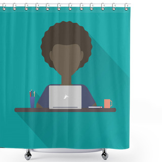 Personality  Flat Icon Man. Shower Curtains
