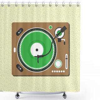 Personality  Record Player Vector Illustration Shower Curtains