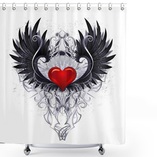 Personality  Dark Angel Heart Shower Curtains