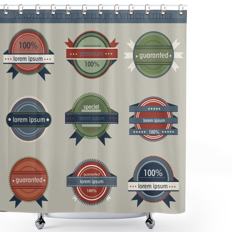 Personality  Retro Vector Labels And Badges Shower Curtains