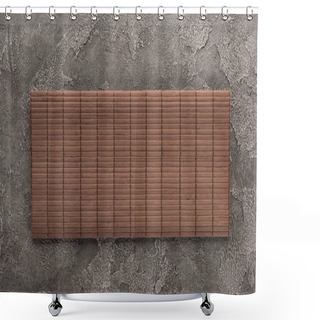 Personality  Top View Of Bamboo Mat On Dark Stone Table Shower Curtains