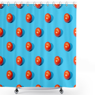 Personality  Fresh Tomatoes On Blue Colorful Background, Seamless Pattern Shower Curtains